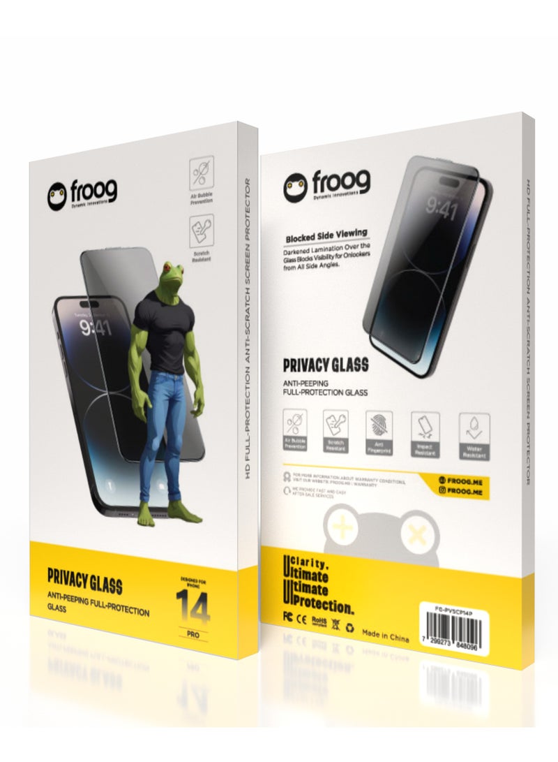 froog iPhone 14 Pro Privacy Screen Protector /Anti Fingerprint/ Water Resistant / Scratch Resistant / Tempered Glass Anti-Peeping /Blocked Side Viewing / Full Protection - Black - Image 3