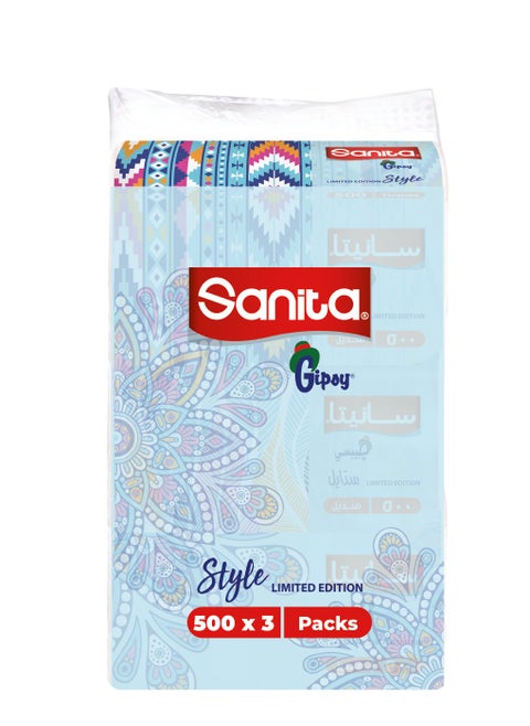 سانيتا ستايل مناديل وجه 500 منديل 3 علب
