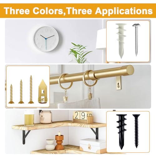 KURUI Self Drilling Drywall Anchors Assortment Kit 140Pcs, 30 Sets Heavy Duty Plastic Expansion Anchor and 40 Sets Drywall Grip Anchors and Screws, for Hanging Wall Decor,Picture Frames,Shelves - Image 3