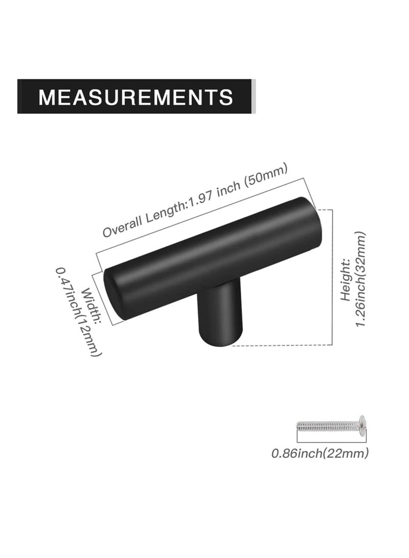 Loquat 5 Pack T-Bar Cabinet Knob Kitchen Door Handles Single Hole Flat Cabinet Handles Cupboard T Bar Handle (Black) - Image 3