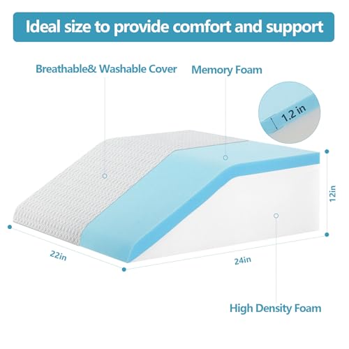Nordjager Leg Pillow for Elevation & Support, 24"x22"x10" Memory Foam Cushion with Grey White Patterned Polyester Cover, Ideal for Improving Circulation & Relaxing Leg - Image 3