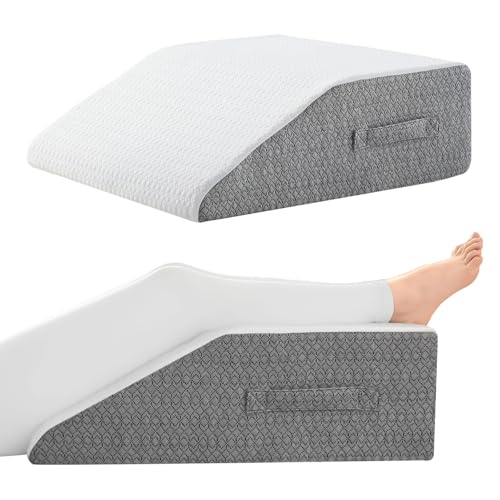 Nordjager Leg Pillow for Elevation & Support, 24"x22"x10" Memory Foam Cushion with Grey White Patterned Polyester Cover, Ideal for Improving Circulation & Relaxing Leg - Image 1