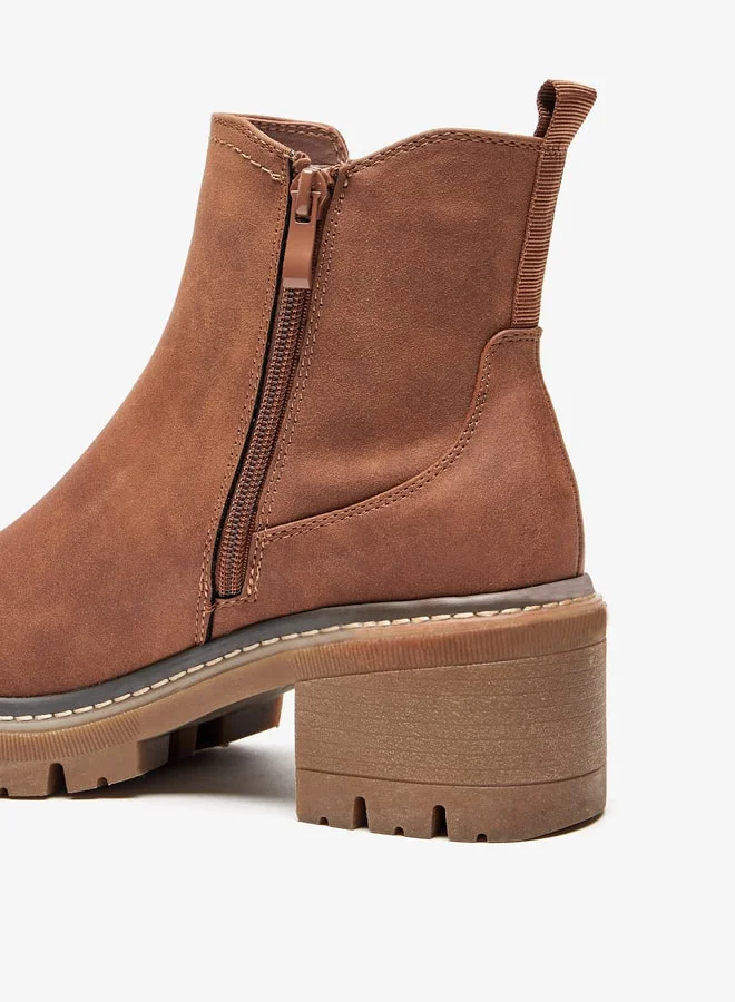 Lee Cooper Women's Solid Slip On Ankle Boots with Zip Closure