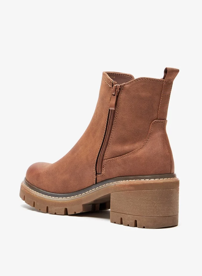 Lee Cooper Women's Solid Slip On Ankle Boots with Zip Closure