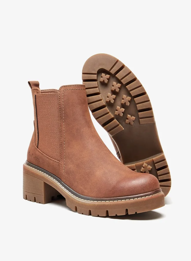 Lee Cooper Women's Solid Slip On Ankle Boots with Zip Closure