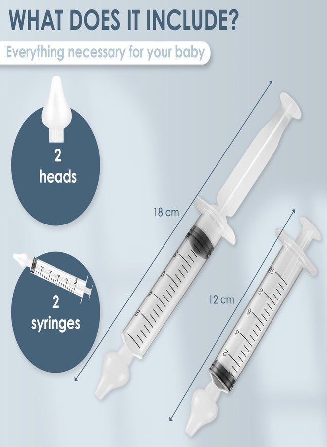Bluet B - Baby Nasal Syringe (2-Pack) - Safe Silicone Nasal Aspirator for Newborn - Infant Mucus Removal - 10ml Nose Cleaner Syringe for Baby - Toddler Congestion Relief - Reusable Tips - White - Image 5