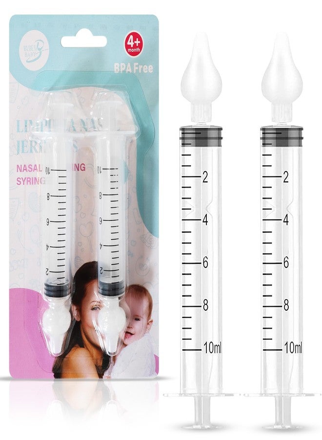 Bluet B - Baby Nasal Syringe (2-Pack) - Safe Silicone Nasal Aspirator for Newborn - Infant Mucus Removal - 10ml Nose Cleaner Syringe for Baby - Toddler Congestion Relief - Reusable Tips - White - Image 1