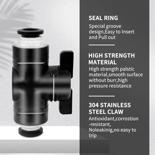 ANHAN 12mm Push to Connect Ball Valve Union Air Flow Control Valve Quick Connect Tube Fittings Pneumatic Valve Air Hose Fittings 5pack, Black - Image 2