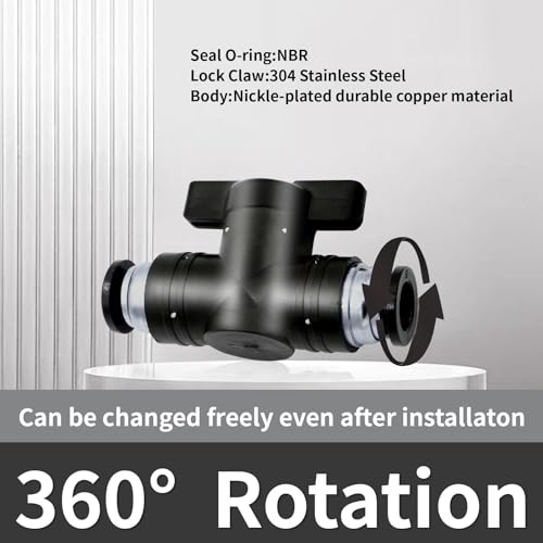 ANHAN 12mm Push to Connect Ball Valve Union Air Flow Control Valve Quick Connect Tube Fittings Pneumatic Valve Air Hose Fittings 5pack, Black - Image 3