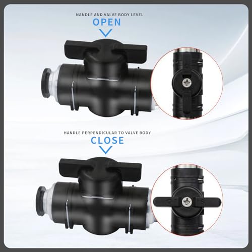 ANHAN 12mm Push to Connect Ball Valve Union Air Flow Control Valve Quick Connect Tube Fittings Pneumatic Valve Air Hose Fittings 5pack, Black - Image 4