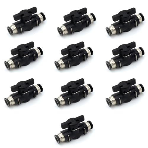 ANHAN 12mm Push to Connect Ball Valve Union Air Flow Control Valve Quick Connect Tube Fittings Pneumatic Valve Air Hose Fittings 5pack, Black - Image 1