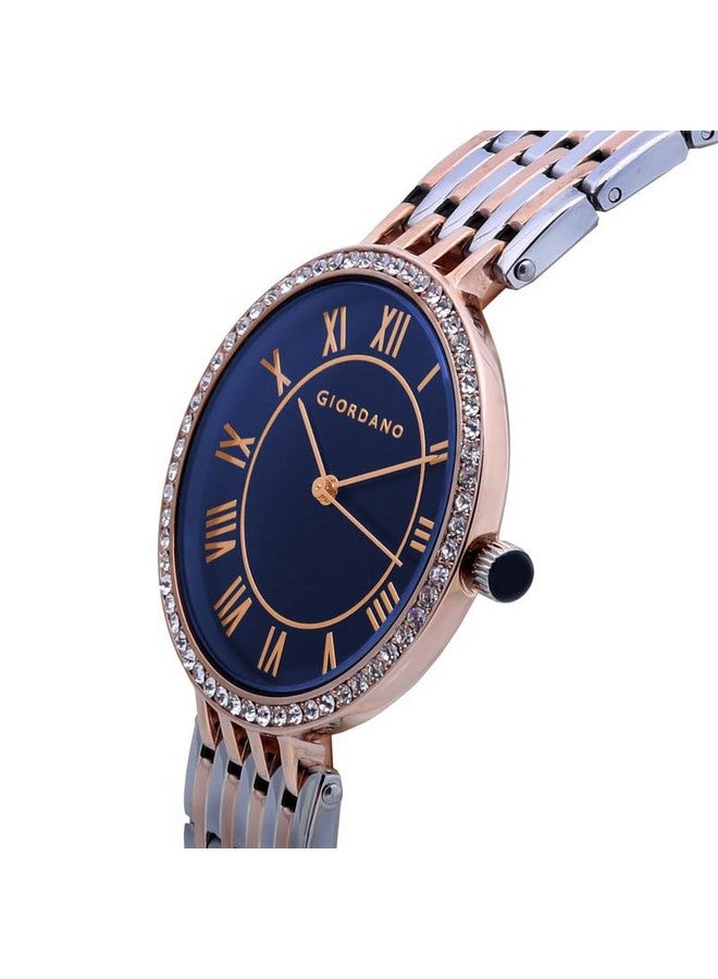 جيوردانو ساعة جيوردانو إليجانزا كوليكشن دائرية أنالوج للنساء، مرصعة بالألماس مع حزام معدني، ساعة يد نسائية مقاومة للماء - A2083 - Image 2