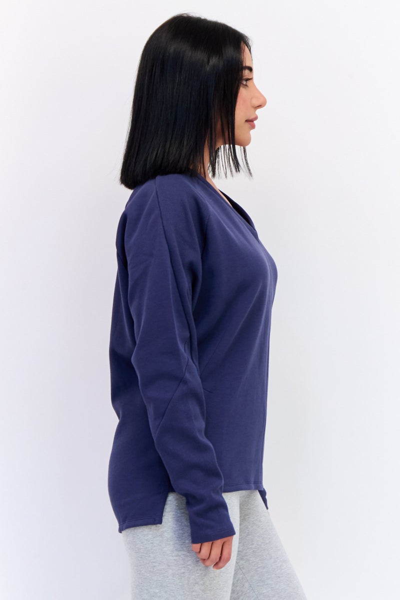 Reebok Women Training Supply Crew Neck Sweatshirt, Navy  - Image 3