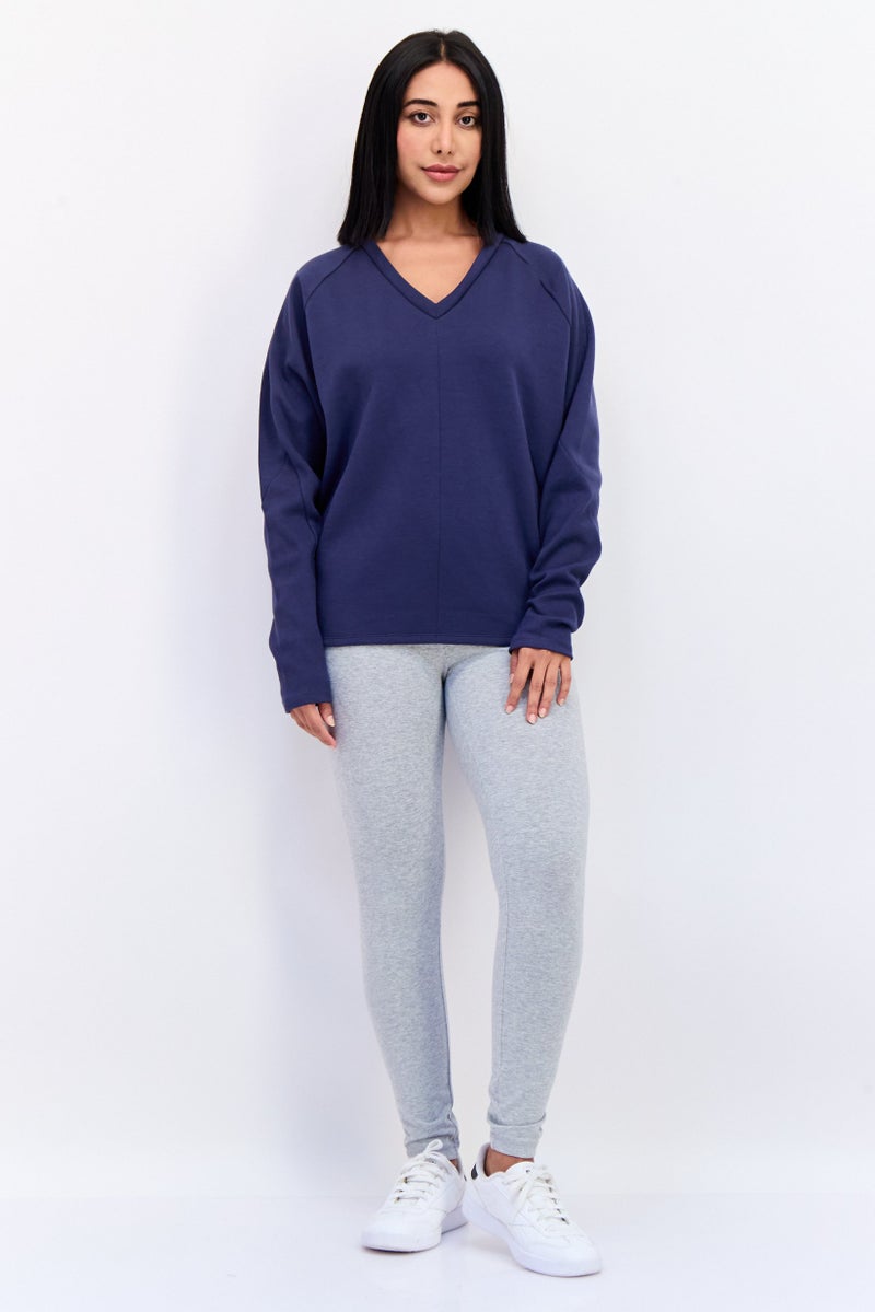 Reebok Women Training Supply Crew Neck Sweatshirt, Navy  - Image 4