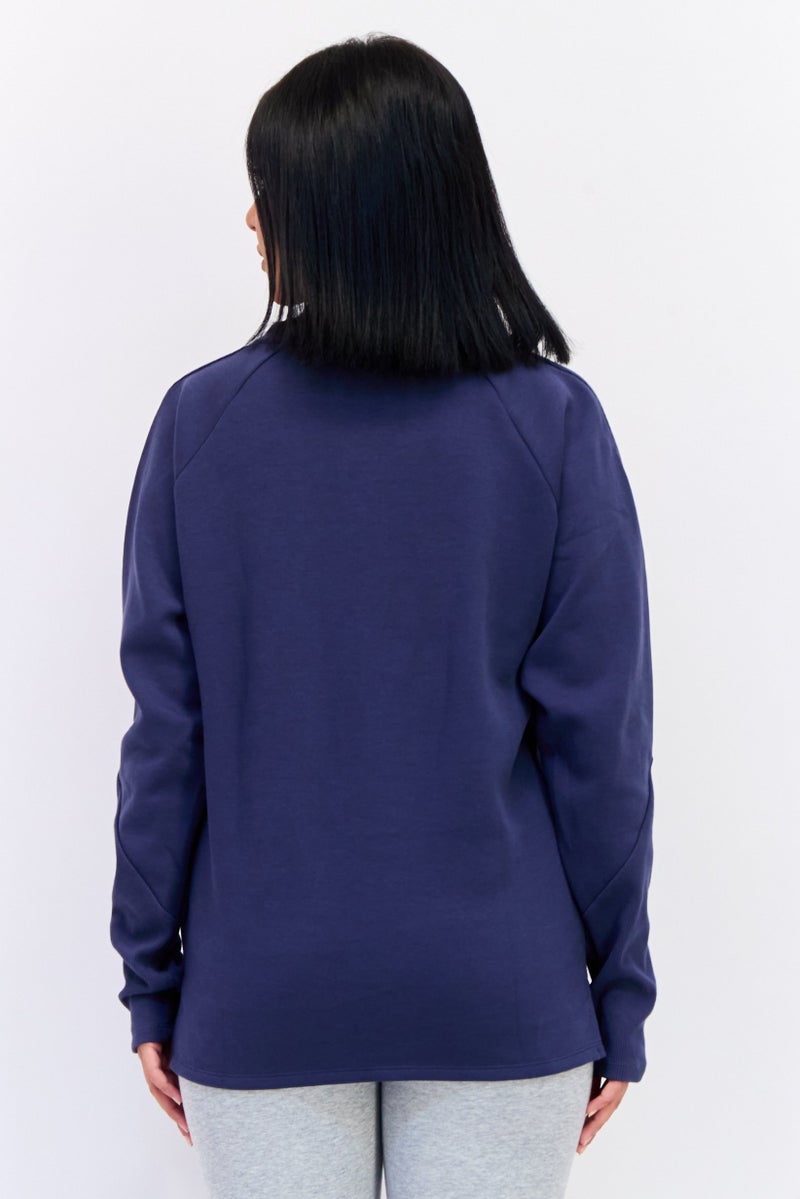 Reebok Women Training Supply Crew Neck Sweatshirt, Navy  - Image 2