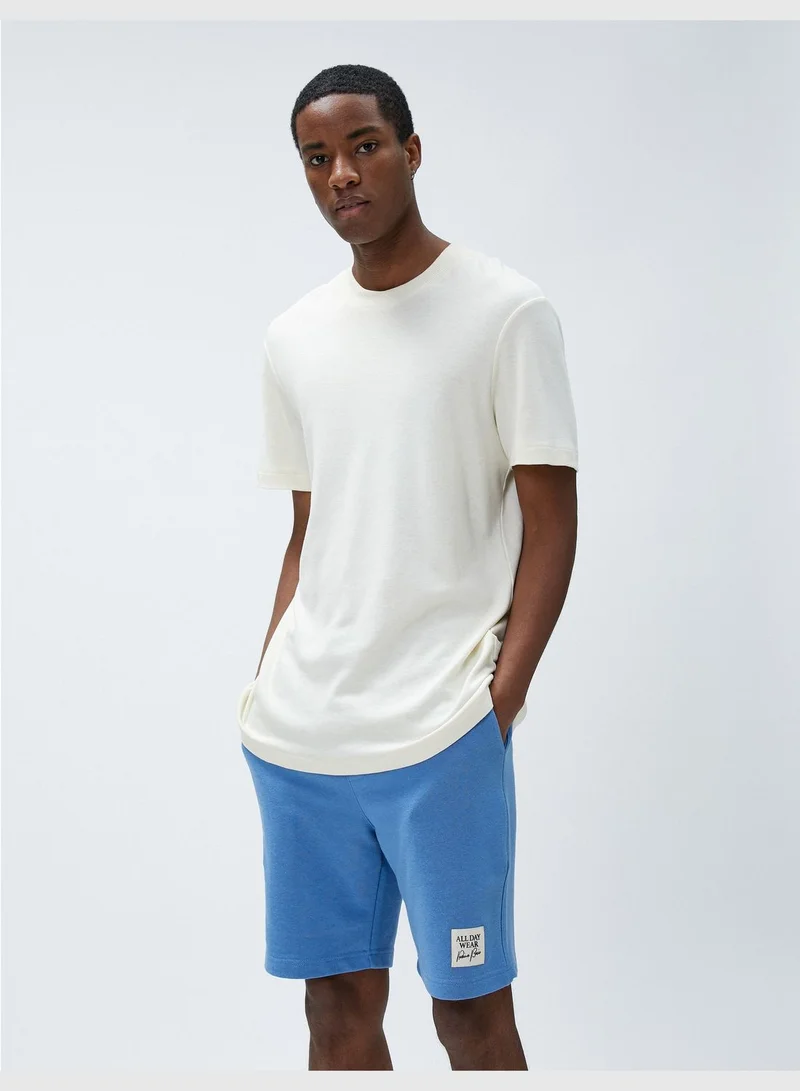 KOTON Drawstring Shorts Tag Printed Pocket Detailed