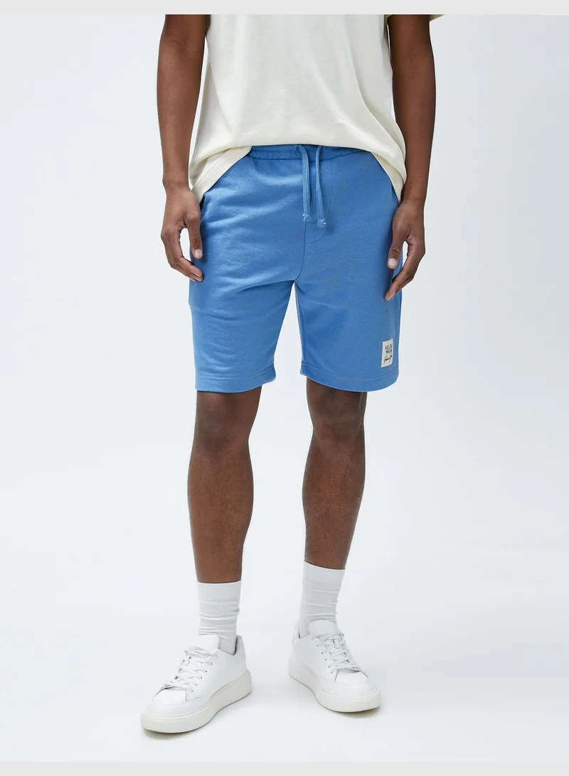 KOTON Drawstring Shorts Tag Printed Pocket Detailed