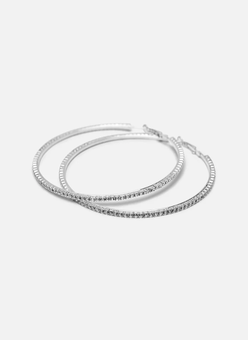 ليتشي أقراط دائرية كبيرة مرصعة بأحجار الراين