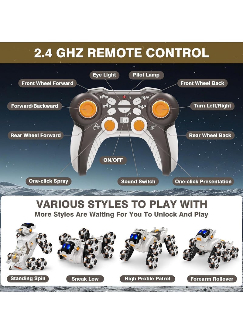 TOY GARDEN RC Stunt Car Toys for Kids, Remote Control Stunt Robot Dog, 2.4GHz 360° Rotating Changeable Robot Dog with Spray, Music & Light Functions for Kids Children 6-14 Years Boys Girls Birthday Gifts  - Image 5