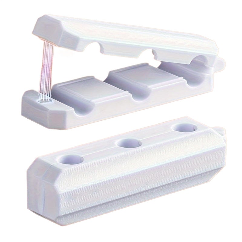 White Magnetic Cable Clips Adhesive Holder 3 Hole Organizer 7x2x1 5cm - Image 2
