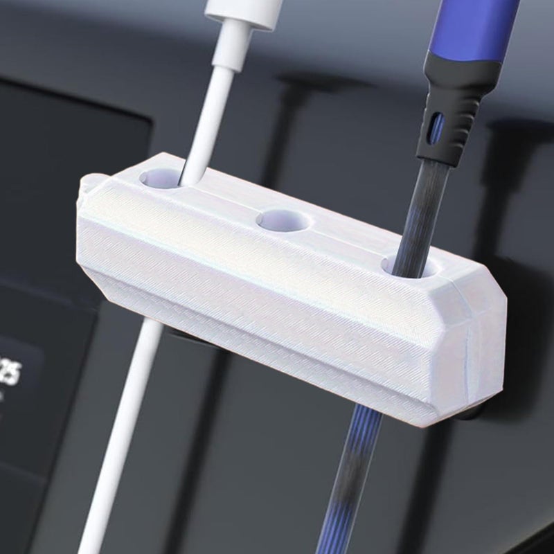 White Magnetic Cable Clips Adhesive Holder 3 Hole Organizer 7x2x1 5cm - Image 4