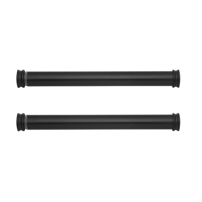 MODE Premium Collection Side Mount 1 18 Diameter Curtain Rod Set of Two with Matte Black End Cap Finials and Steel Wall Mounted 12 to 20 Adjustable Curtain Rods Matte Black