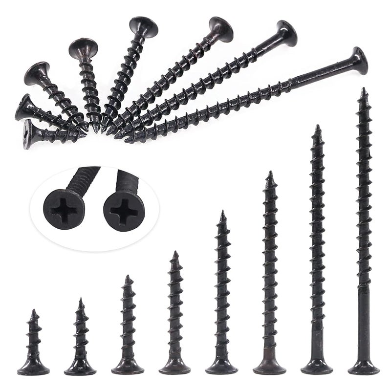 Rustark 120Pcs #7 x 1-1/2'' Coarse Thread Drywall Screw with Phillips Drive Black Oxide Finsh Bugle Head Wood Screws Assortment Kit Ideal for Drywall Sheetrock - Image 1