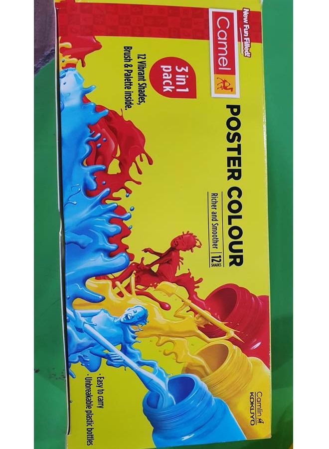 CAMEL Poster Colour - 3 in 1 Pack 12 Shades - Image 1