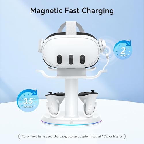 AMVR RGB Charging Dock Compatible with Meta Quest 3Quest 3S Accessories 30W Fast Charging Station with USBC Power Hub 2 Rechargeable Controllers Batteries Quest 3 Charging Dock - Image 3