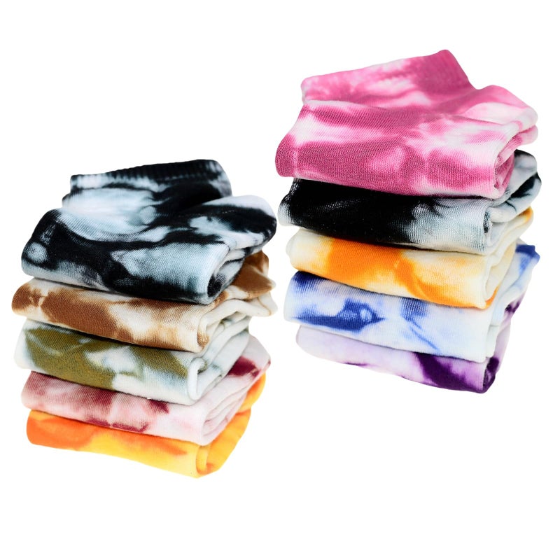 manipepe Manimepe 10 Pairs Women's Cotton Tie Dye Ankle Socks, 5-9 - Image 5
