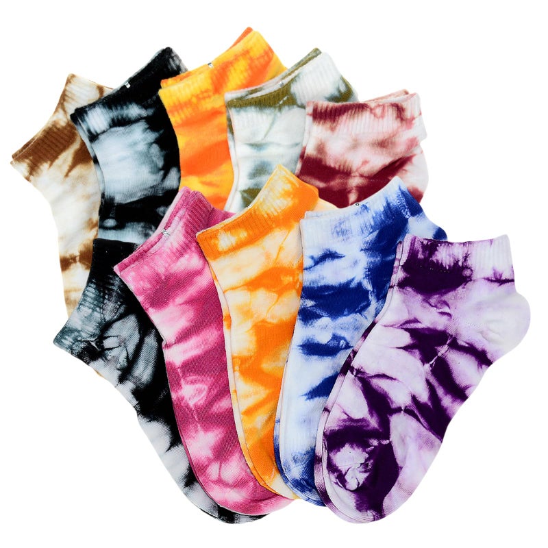 manipepe Manimepe 10 Pairs Women's Cotton Tie Dye Ankle Socks, 5-9 - Image 4