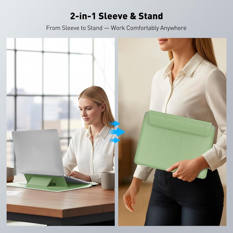 AboveTEK Laptop Bag Sleeve for Computer Expandable Storage, Two Adjustable Angles, Ultra-Slim Stylish, Fits 13"-14" Laptops (Blue) - Image 2