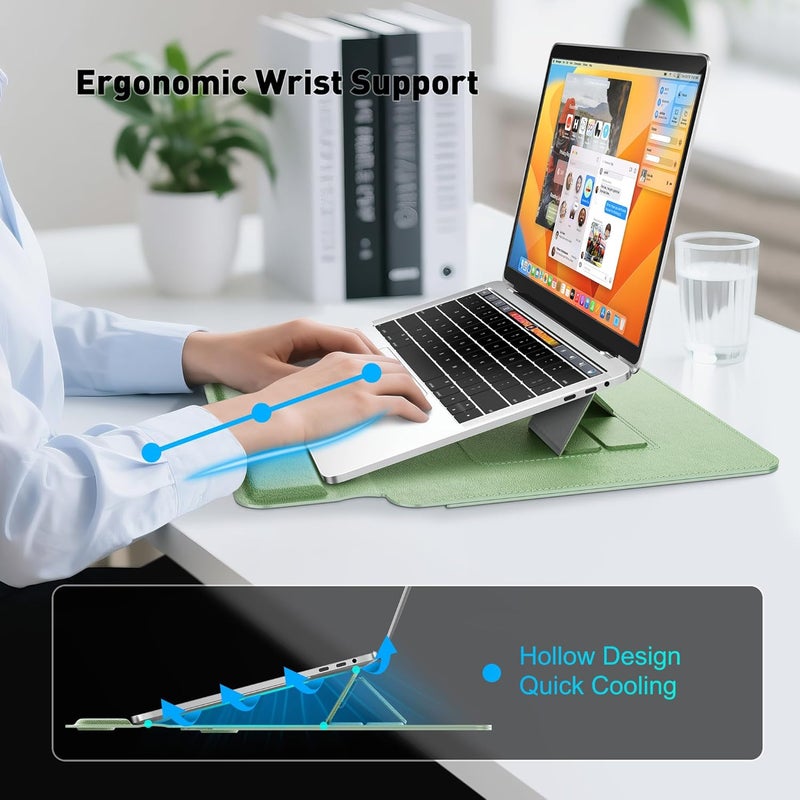 AboveTEK Laptop Bag Sleeve for Computer Expandable Storage, Two Adjustable Angles, Ultra-Slim Stylish, Fits 13"-14" Laptops (Blue) - Image 4