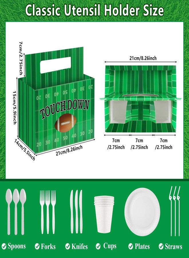 Auch Football Theme Utensil Caddy Holder for Big Game Day, Tailgate Party Decorations Birthday Party Football Watch Party Supplies Sturdy Cardboard Boxes - Image 2