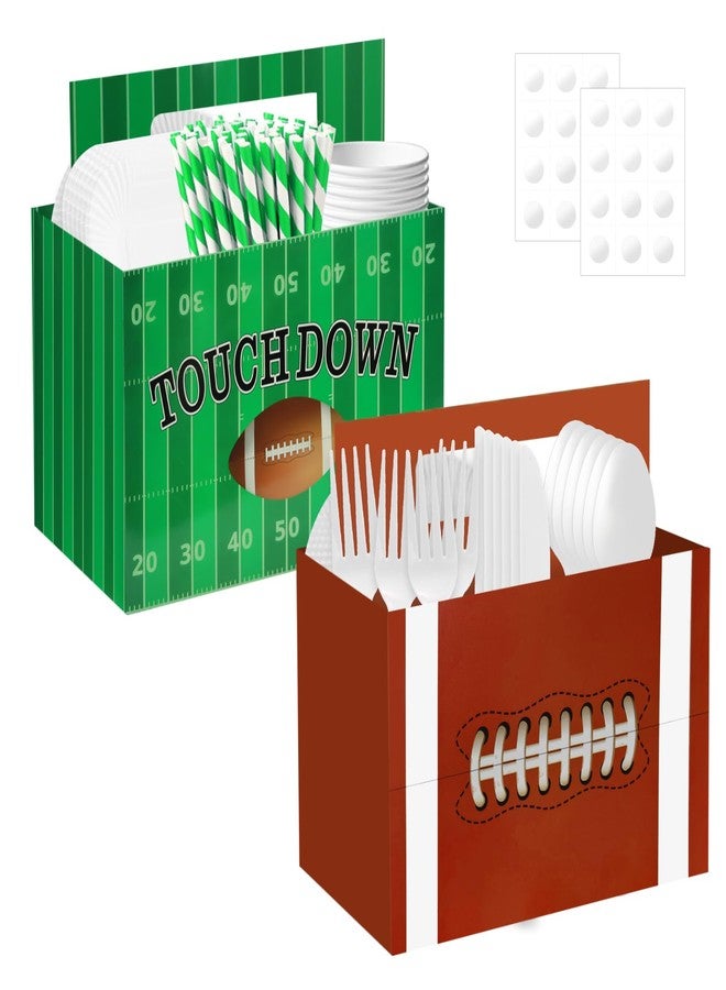 Auch Football Theme Utensil Caddy Holder for Big Game Day, Tailgate Party Decorations Birthday Party Football Watch Party Supplies Sturdy Cardboard Boxes - Image 1
