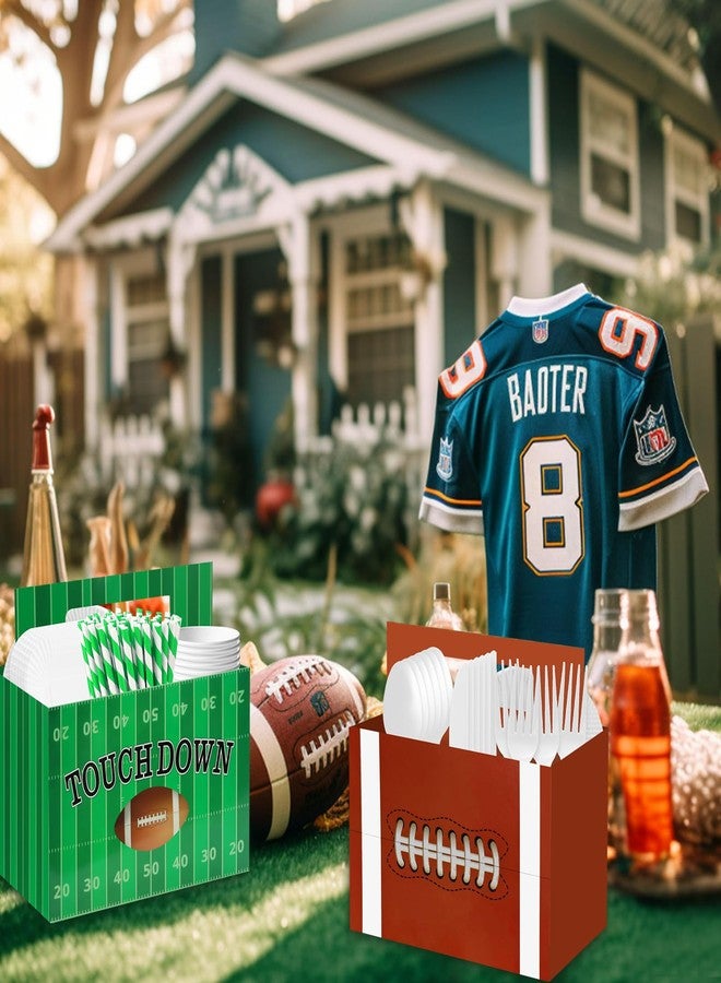 Auch Football Theme Utensil Caddy Holder for Big Game Day, Tailgate Party Decorations Birthday Party Football Watch Party Supplies Sturdy Cardboard Boxes - Image 5
