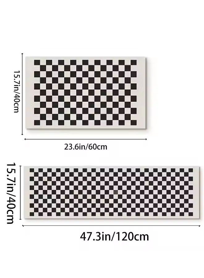 Kitchen Rug Floor Mat 2pcs Set Diatom Mud Non-Slip Kitchen Carpet Waterproof Oil Resistant And Anti-Fatigue Rubber Standing Mat For Kitchen Floor Office Sink Laundry (40*60+40*120cm)  - Image 2