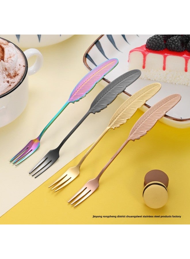 304 Stainless Steel Coffee Mixing Spoon Hand Gift Creative Small Spoon Watermelon Fork Spoon Ice Cream Spoon Gift Spoon-Color:Gold-Specifications:Butterfly Spoon - Image 2