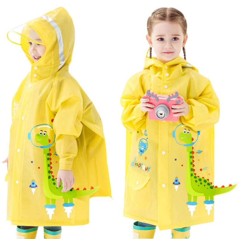 Fewlby Kids Raincoats for Girls Boys Waterproof Rain Jacket Cartoon Dinosaur Children Toddler Rain Wear Children Rain Poncho XL Size 78 Years