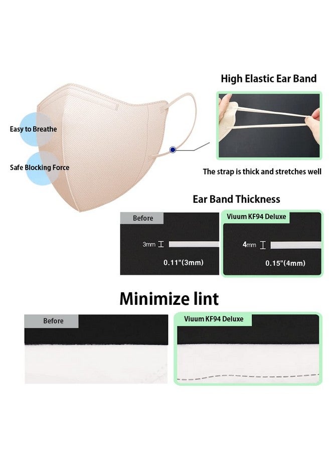 HOMSSEM [25pcs] VIUUM Deluxe Korean Face Color Mask- Soft and Durable Korea Face Mask for Adults -2D 4-Layer Filter 6Color (Pink beige-Large) - Image 5