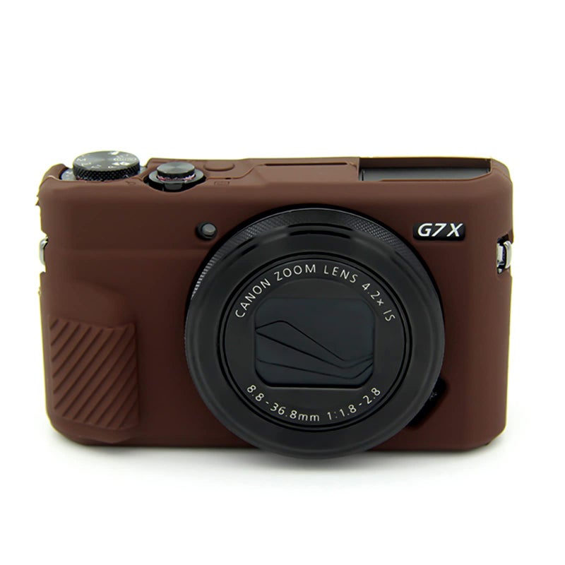 Easy Hood حافظة سهلة لكاميرا G7X Mark II من السيليكون، غطاء واقي ناعم لكاميرا كانون باور شوت G7X Mark II DSLR (بني) - Image 1
