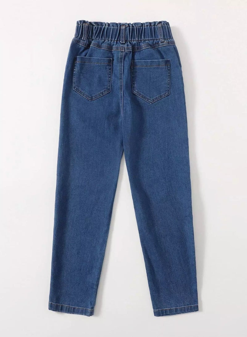 Girls Button Front Washed Jeans  - Image 2