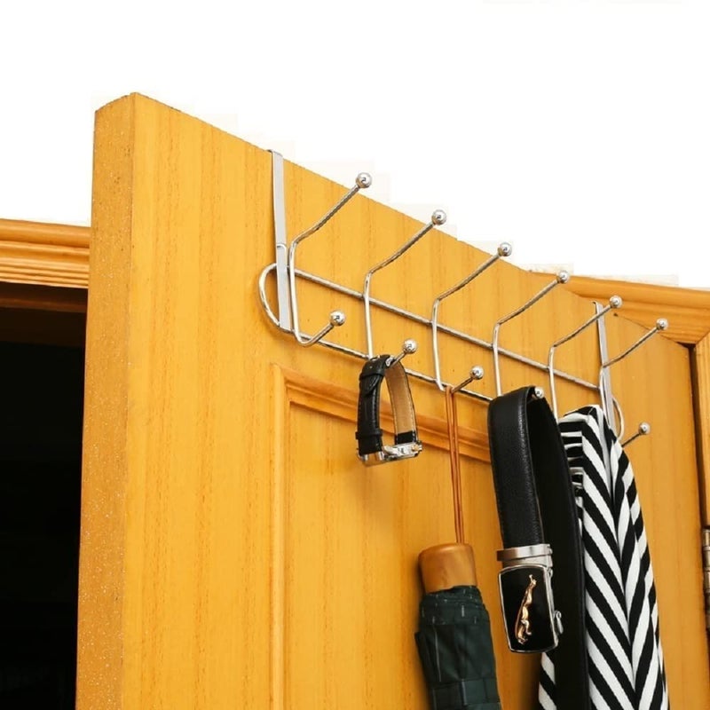 WOTOFY WOTOFY Door Hanger for Cloth Hanging Multifunctional Metal Chrome Finish Door Hook Organizer for Clothes Towel Coat Hanging Hook 2 Hook White - Image 1