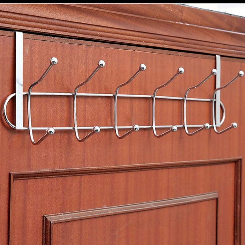 WOTOFY WOTOFY Door Hanger for Cloth Hanging Multifunctional Metal Chrome Finish Door Hook Organizer for Clothes Towel Coat Hanging Hook 2 Hook White - Image 4