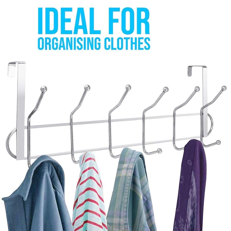 WOTOFY WOTOFY Door Hanger for Cloth Hanging Multifunctional Metal Chrome Finish Door Hook Organizer for Clothes Towel Coat Hanging Hook 2 Hook White - Image 3