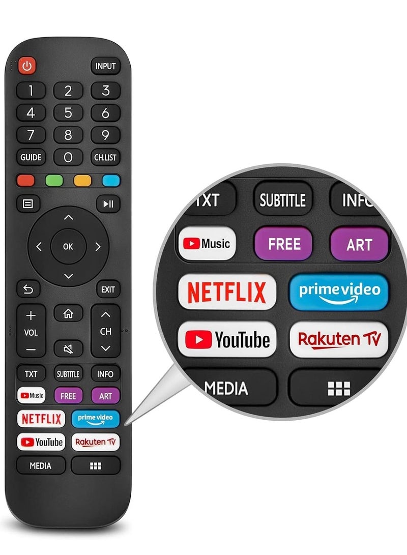 New Replacement Remote Control, Remote Control Fit, Universal Remote Control Compatible with,-VIDAA-TV-Remote, New Upgraded Infrared Remote Control EN2G30H,with Netflix, Prime Video - Image 1