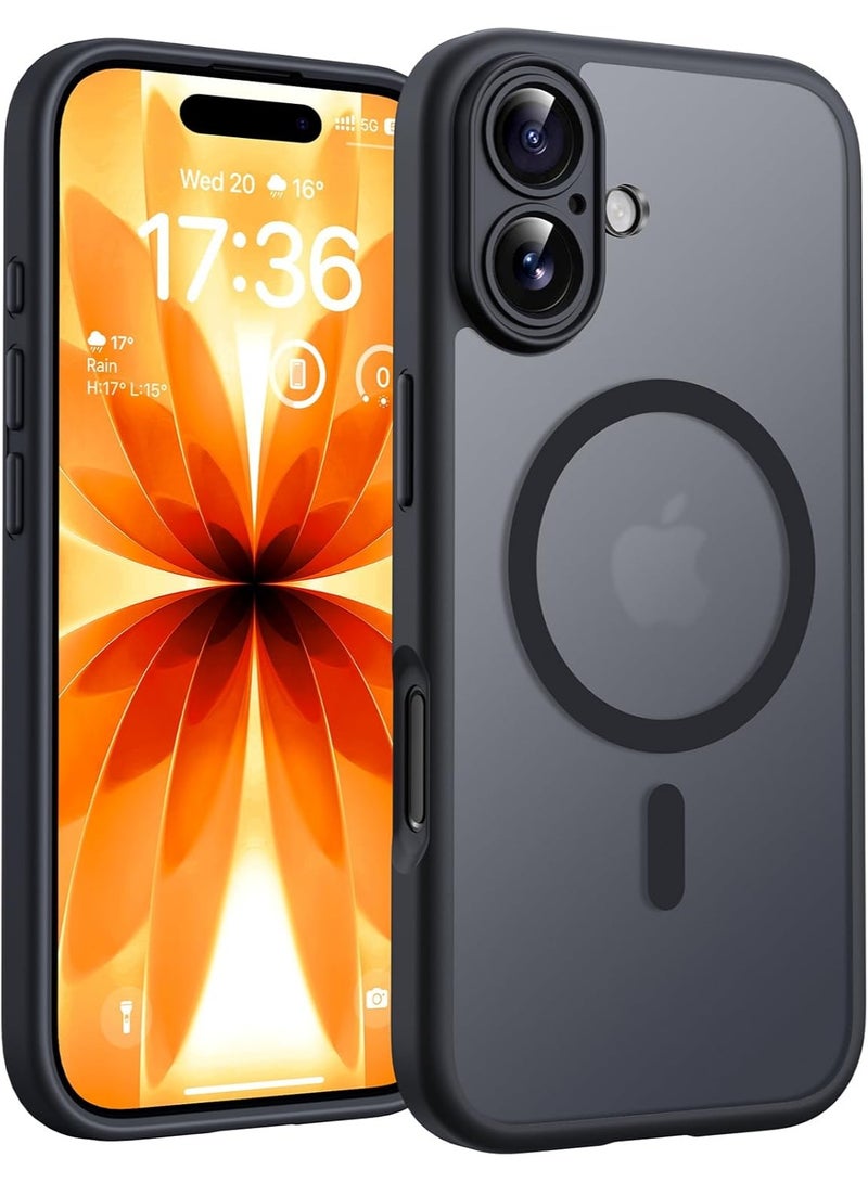 حافظة واقية مغناطيسية لجهاز iPhone 17، حلقة مغناطيسية مدمجة، متوافقة مع Magsafe، مقاومة للصدمات من الدرجة العسكرية، حافظة واقية شفافة غير لامعة غير قابلة للانزلاق، (أسود) - Image 1