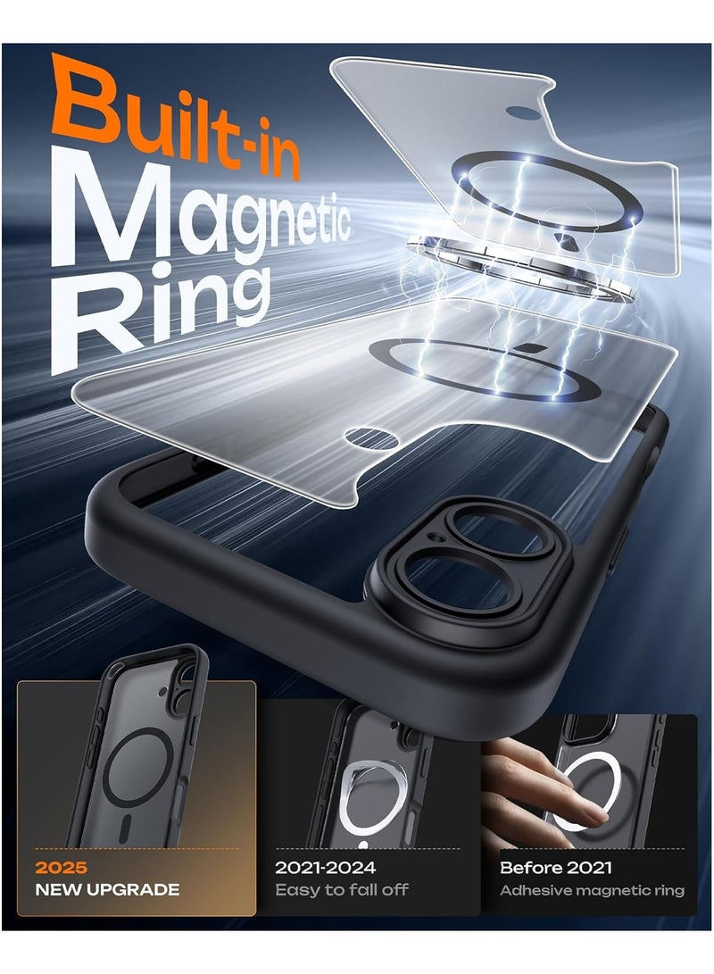 حافظة واقية مغناطيسية لجهاز iPhone 17، حلقة مغناطيسية مدمجة، متوافقة مع Magsafe، مقاومة للصدمات من الدرجة العسكرية، حافظة واقية شفافة غير لامعة غير قابلة للانزلاق، (أسود) - Image 3