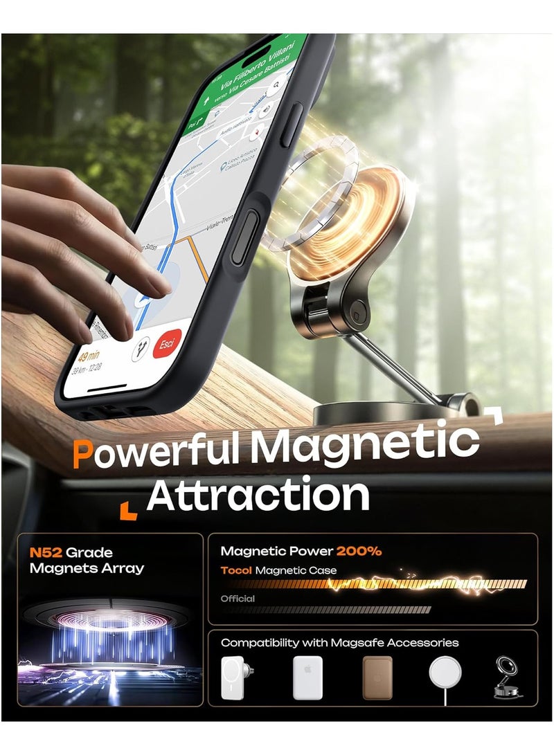 حافظة واقية مغناطيسية لجهاز iPhone 17، حلقة مغناطيسية مدمجة، متوافقة مع Magsafe، مقاومة للصدمات من الدرجة العسكرية، حافظة واقية شفافة غير لامعة غير قابلة للانزلاق، (أسود) - Image 4
