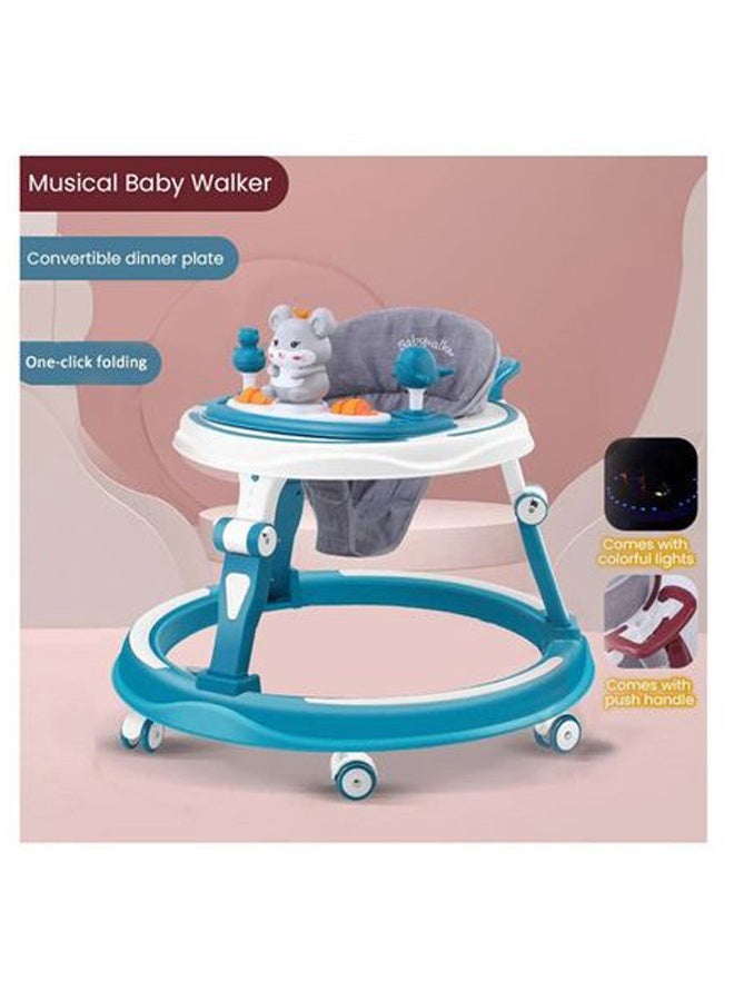 PlayNation Play Nation Multi Functional Baby Walker, Mouse Theme, with Toy Bar, Adjustable Height, Music & Lights, 6 Months+, 70 x 70.5 x 57cm - Blue - Image 2